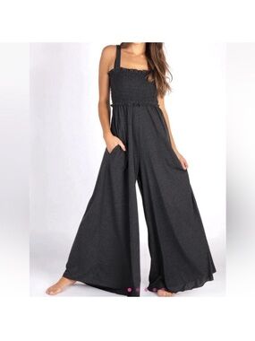 NATURAL LIFE Harper Wide Leg Jumpsuit - Charcoal Gray
